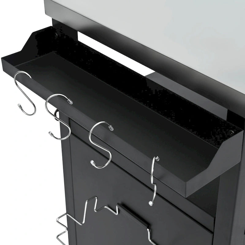 Ilha de cozinha exterior com tampo em aço inoxidável, mesa carrinho para grelhador em metal com armário de arrumação - N/A