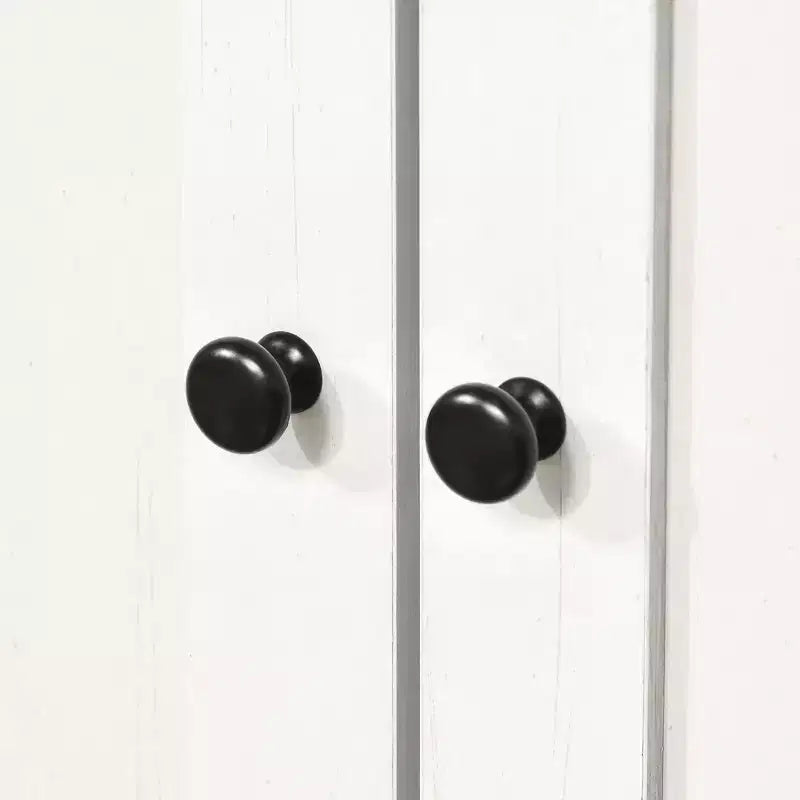 HOMCOM 63.5 Aparador de cozinha com módulo superior, armário de despensa com 4 prateleiras, gavetas, portas de vidro com moldura e bancada aberta para micro-ondas