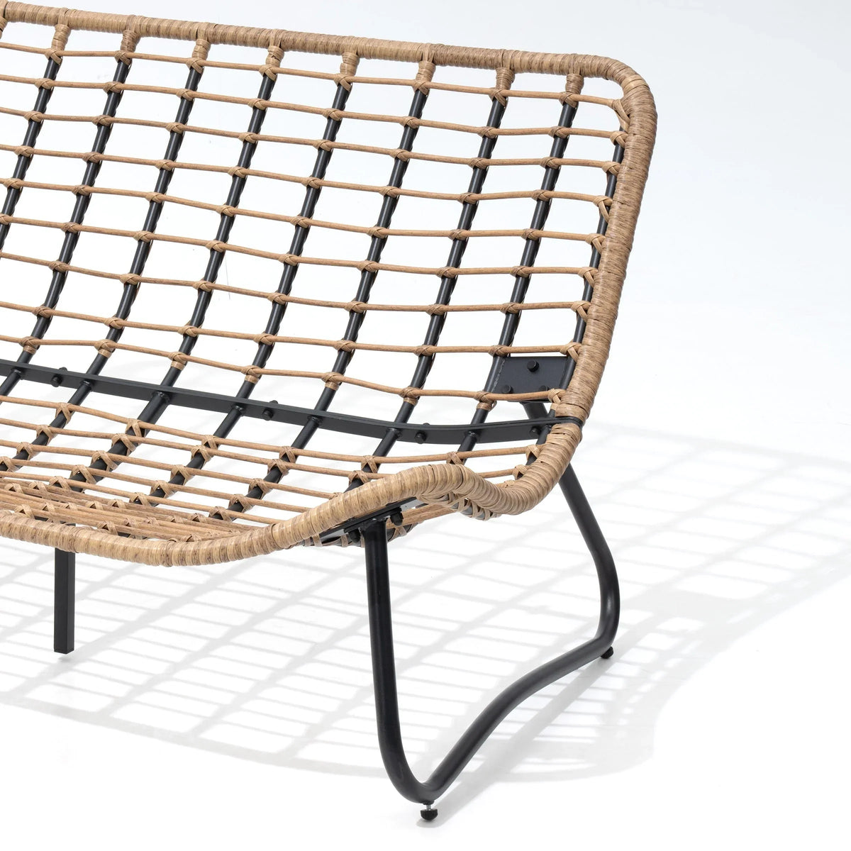 Doppelter Papasan-Sessel als Loveseat mit Kissen, wetterfestes PE-Rattan und Metallgestell für drinnen und draußen