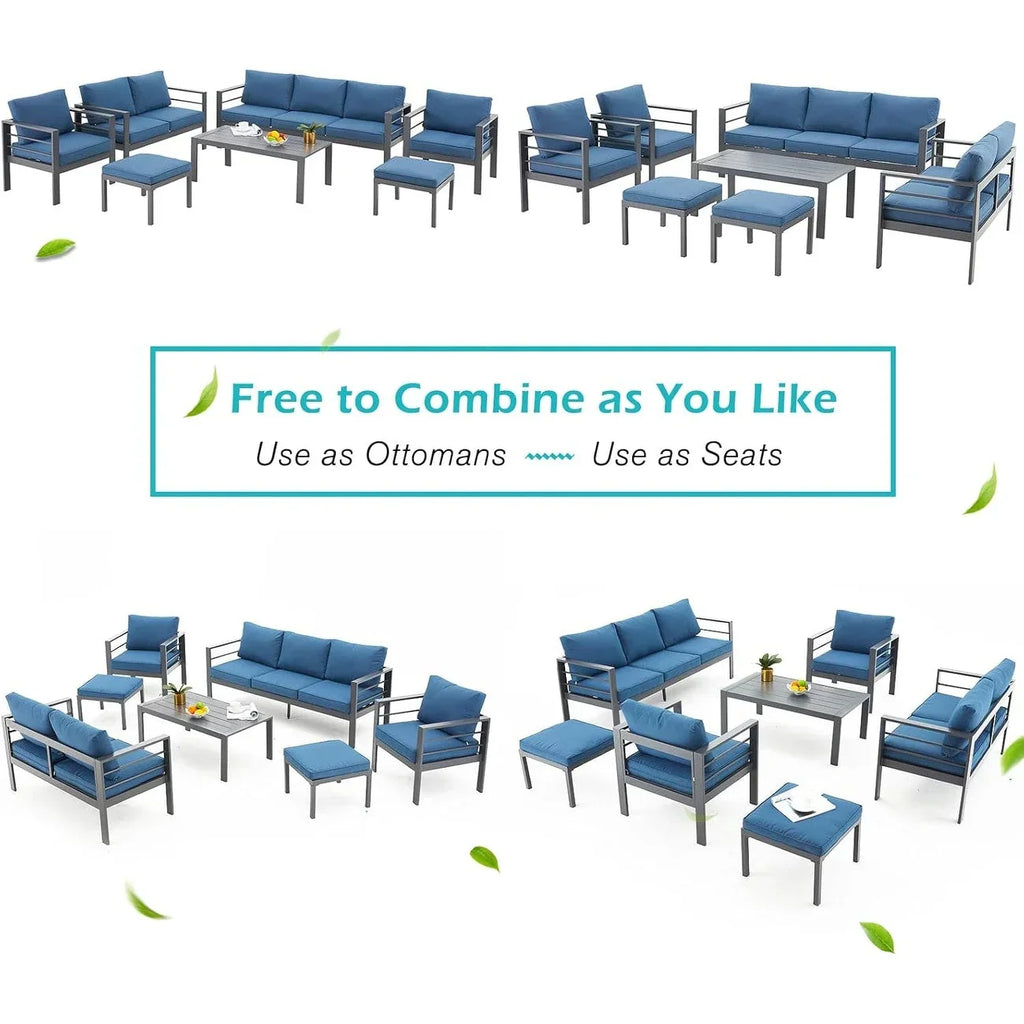 AECOJOY 7 Pieces Aluminum Patio Furniture Set Outdoor Conversation Set