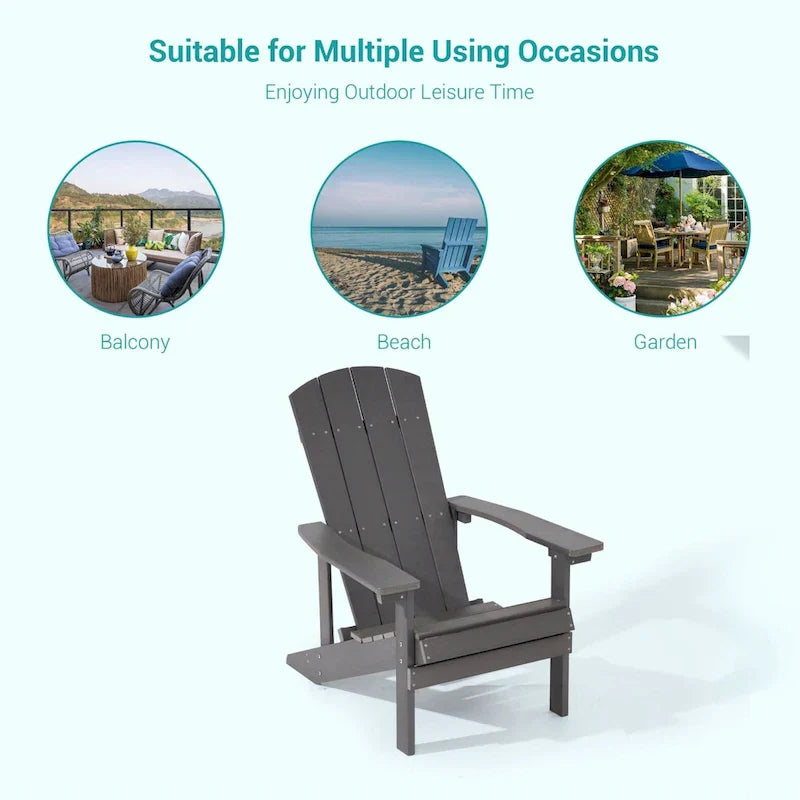 Conjunto de 4 cadeiras Adirondack de exterior em madeira resistente às intempéries Bonosuki