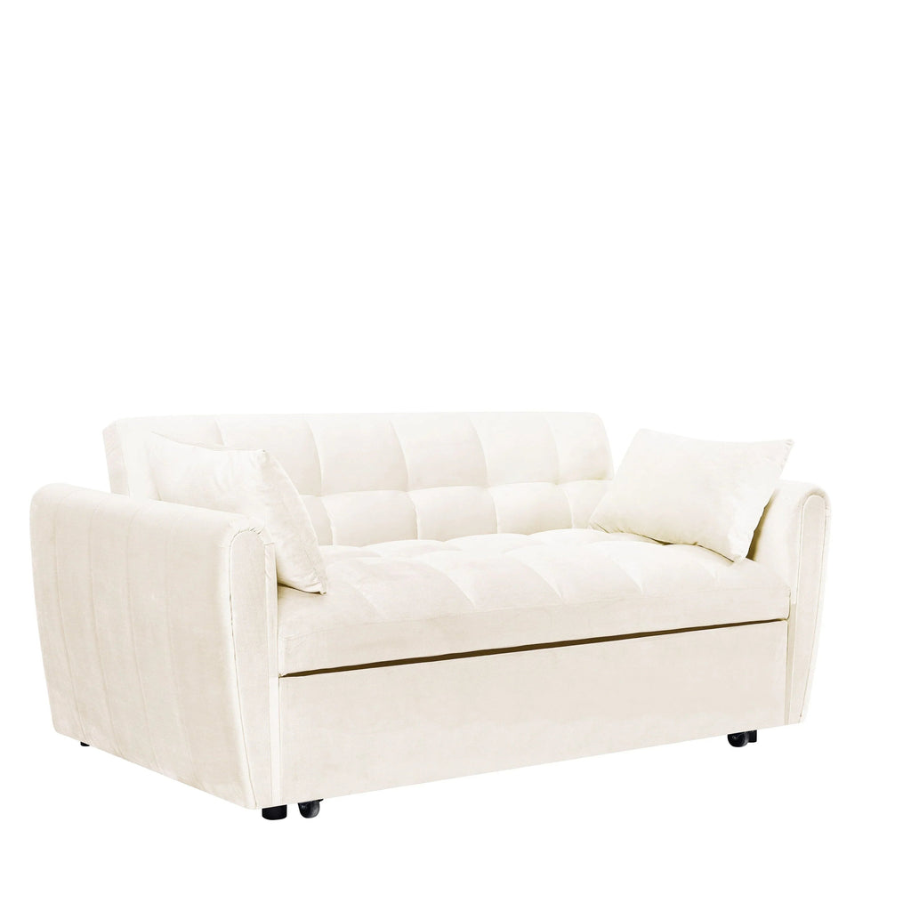 Divano letto convertibile 3-in-1 in velluto da 64,96", con schienale regolabile, tasca portaoggetti e portata di 500 lb