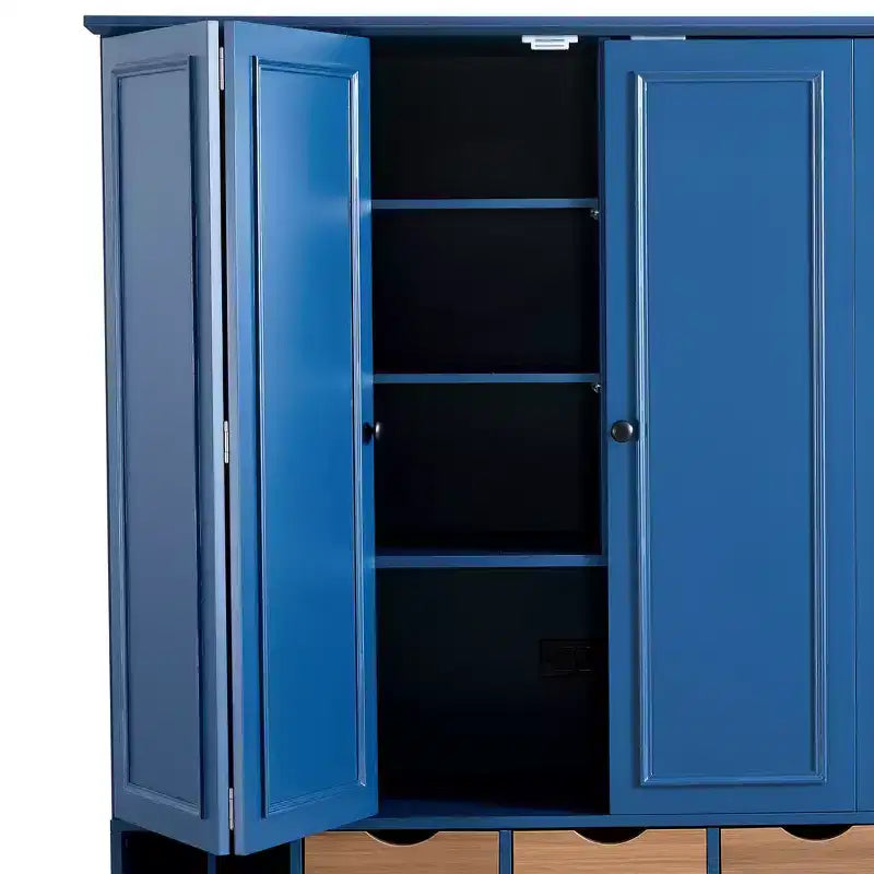 Despensa de cozinha independente Whisen, com 71' de altura, armário grande de arrumação para sala de jantar, aparador com 4 portas rebatíveis, prateleiras e suportes para garrafas de vinho