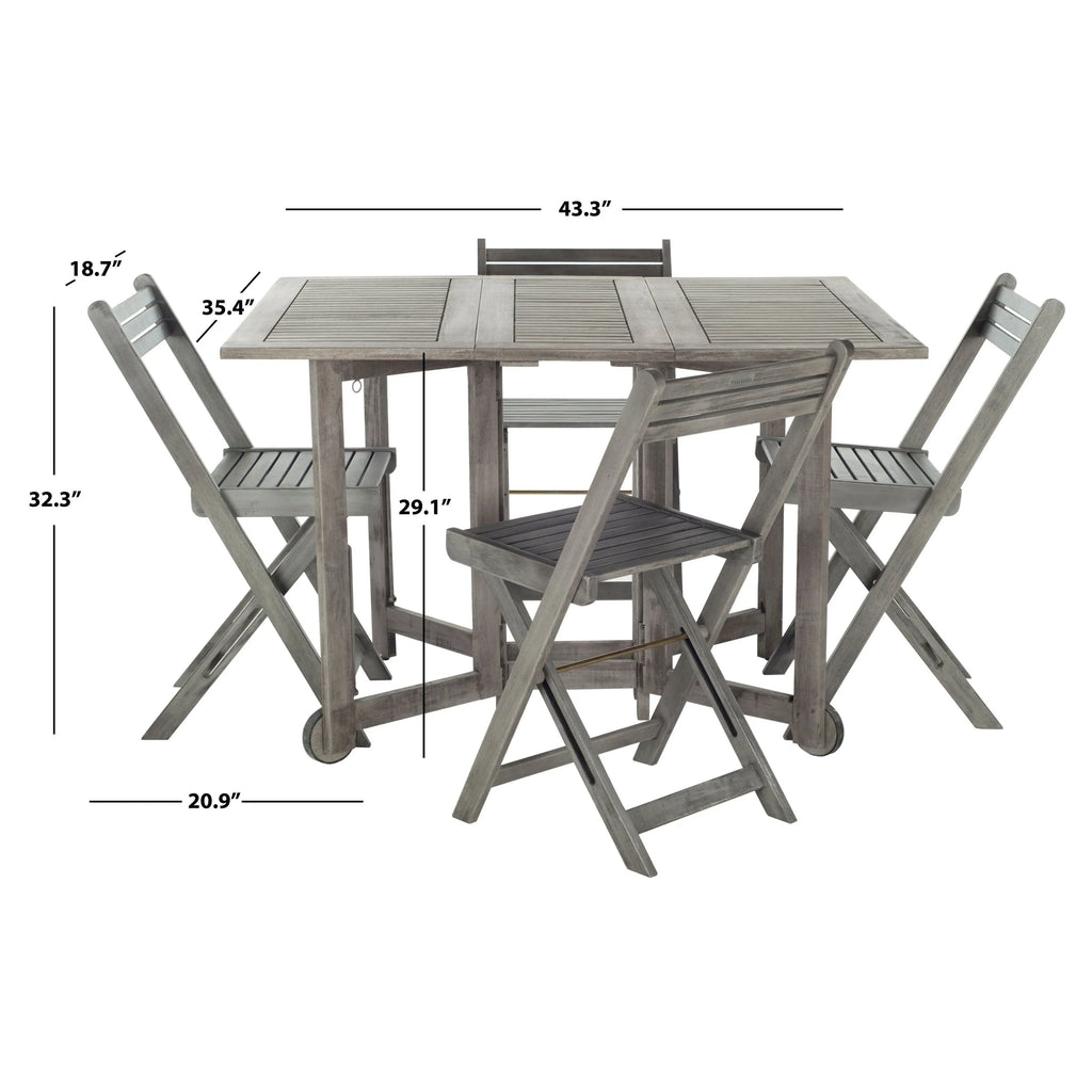 Conjunto de mesa de jantar exterior SAFAVIEH Brandy com 5 peças - 43Wx35Dx29H