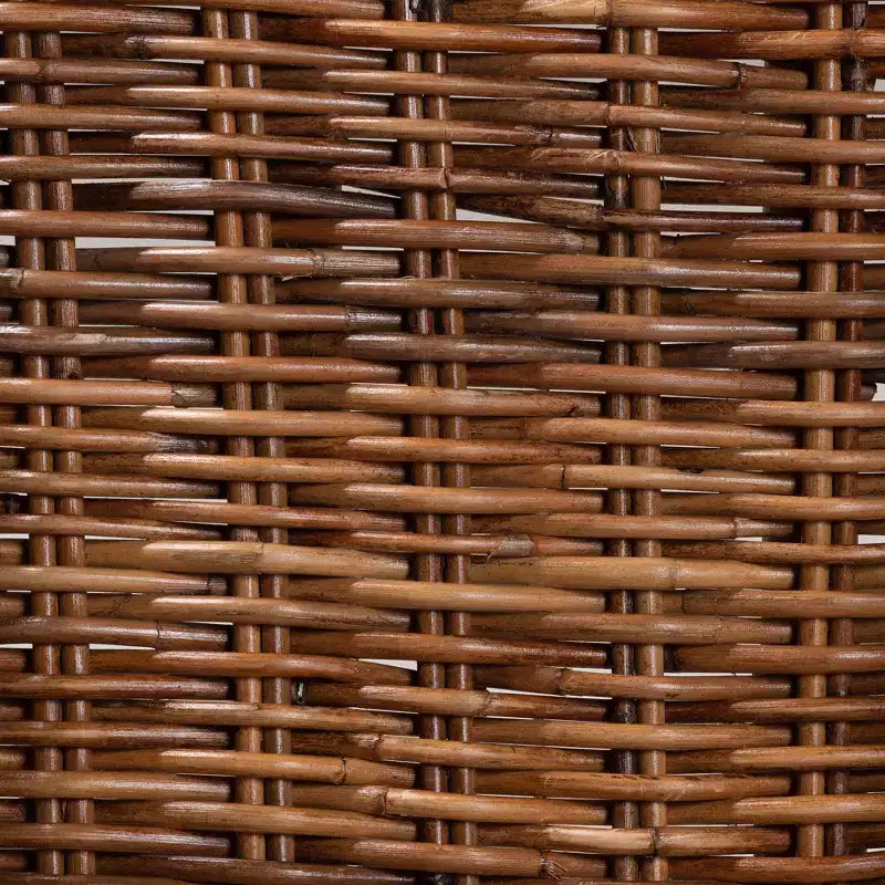 bali & pari Mario modernes, böhmisches 2-teiliges Esszimmerstuhl-Set aus Teakholz und Rattan mit naturbrauner Oberfläche
