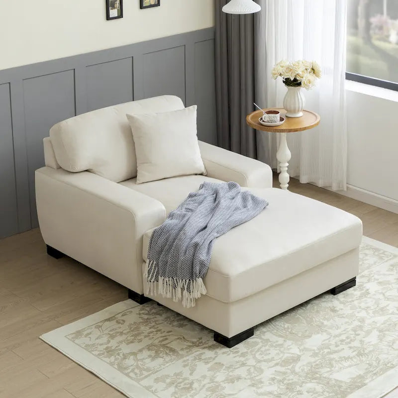 Sofá-cama moderno de meados do século, extragrande, com chaise longue e almofada