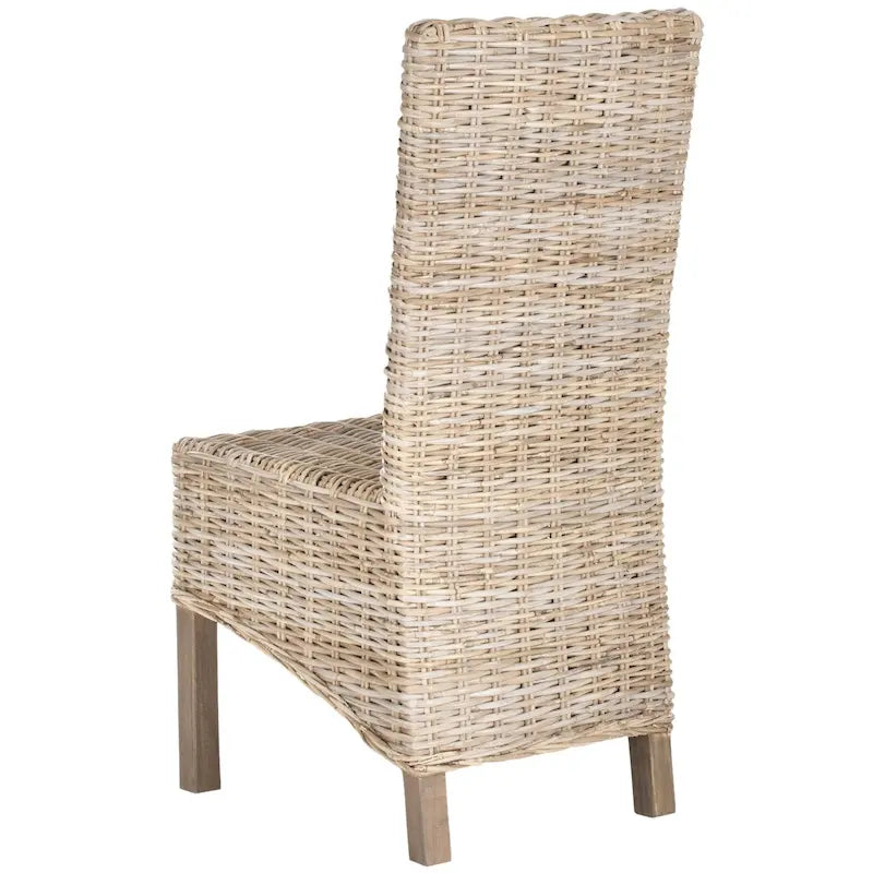 Set aus 2 Esszimmerstühlen aus natürlichem Flechtwerk, 19 B × 22 T × 41 H, Boho-Küstenstil
