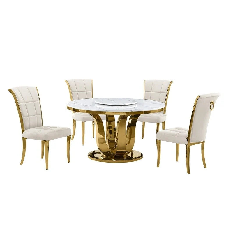 Conjunto de jantar redondo de 5 peças Best Quality Furniture D325-SC324-7