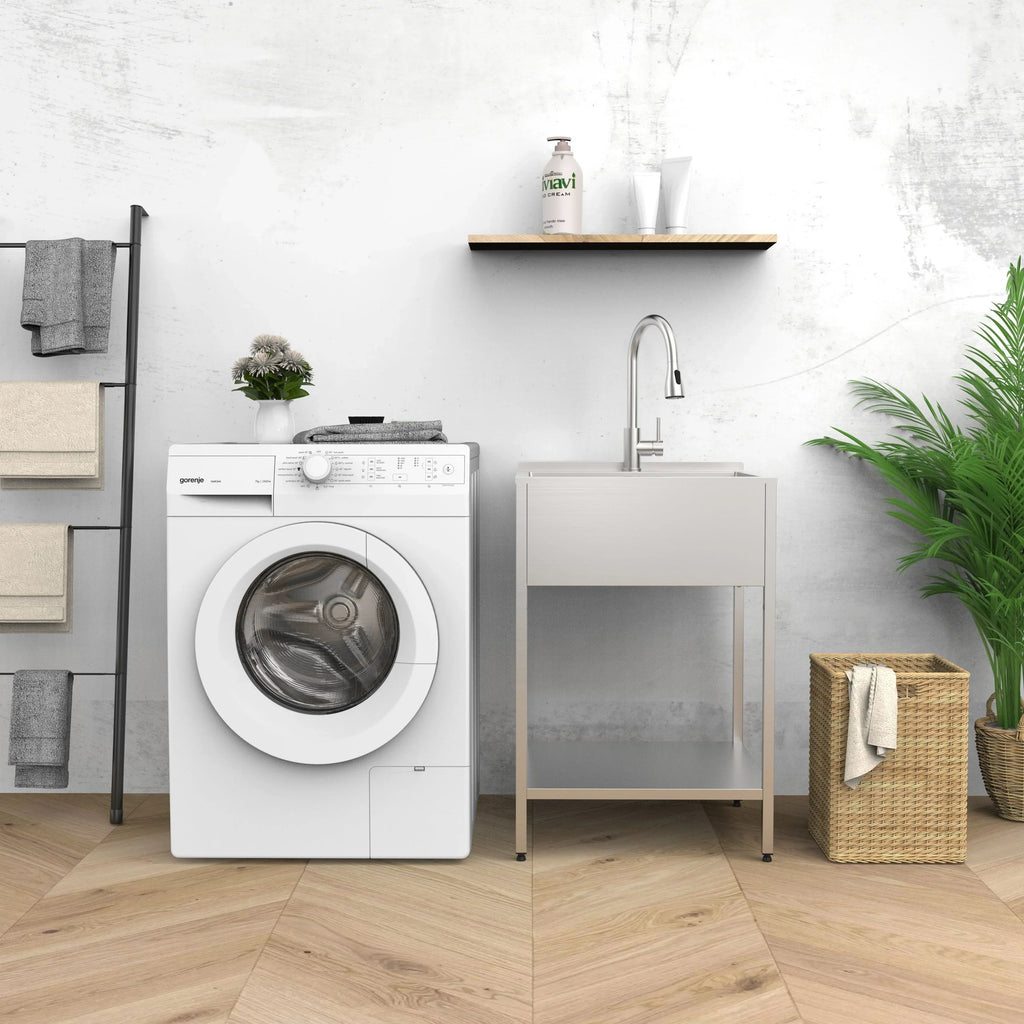 Évier de buanderie et meuble lave-linge en acier inoxydable de 24 po L x 22 po P x 35 po H