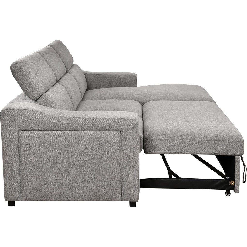 Sofá seccional convertível Roomfitters 103 com chaise longue com arrumação, apoios de cabeça ajustáveis, sofá-cama de canto em L