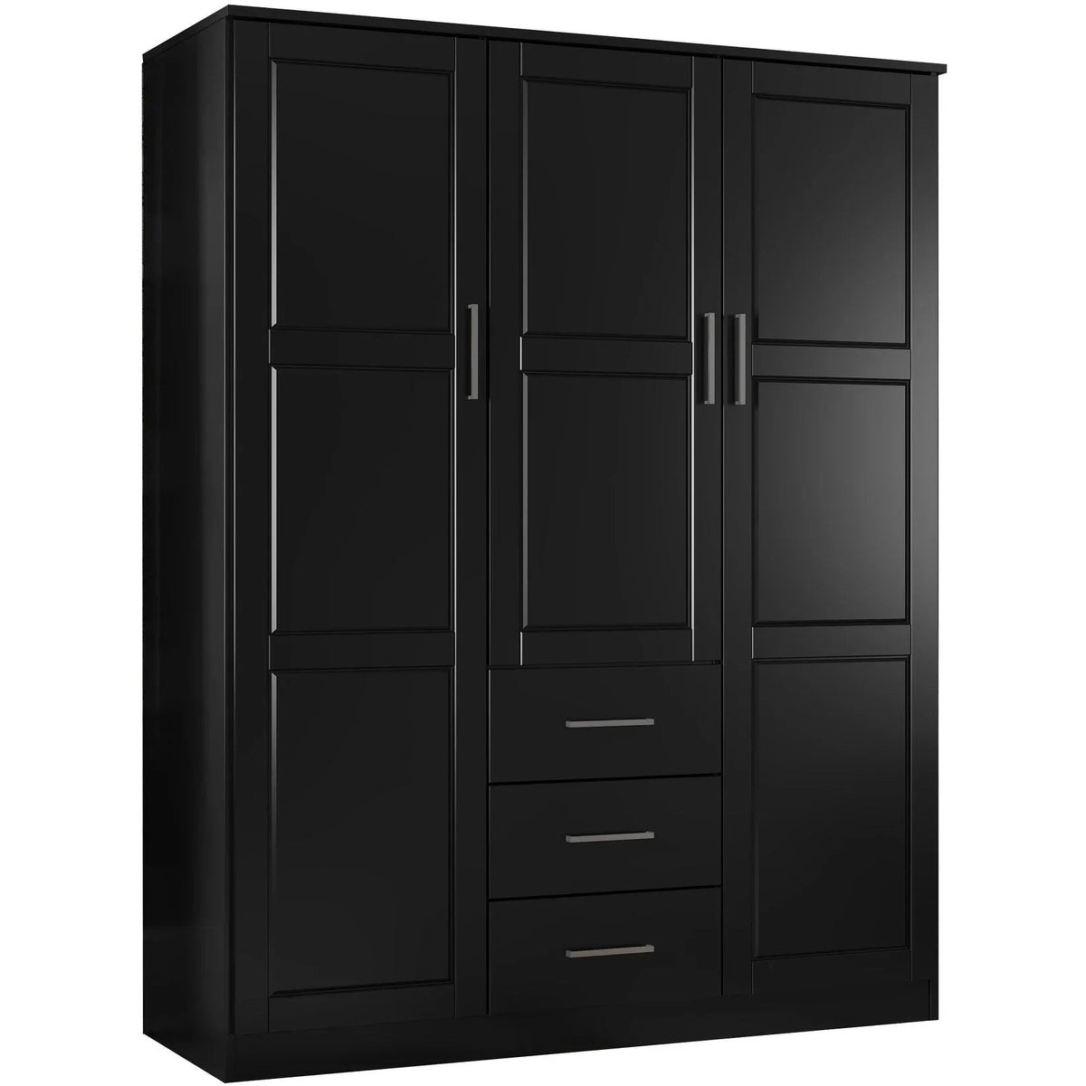 Palace Imports Cosmo třídveřová šatní skříň ze 100% masivního dřeva s dřevěnými nebo zrcadlovými dveřmi
