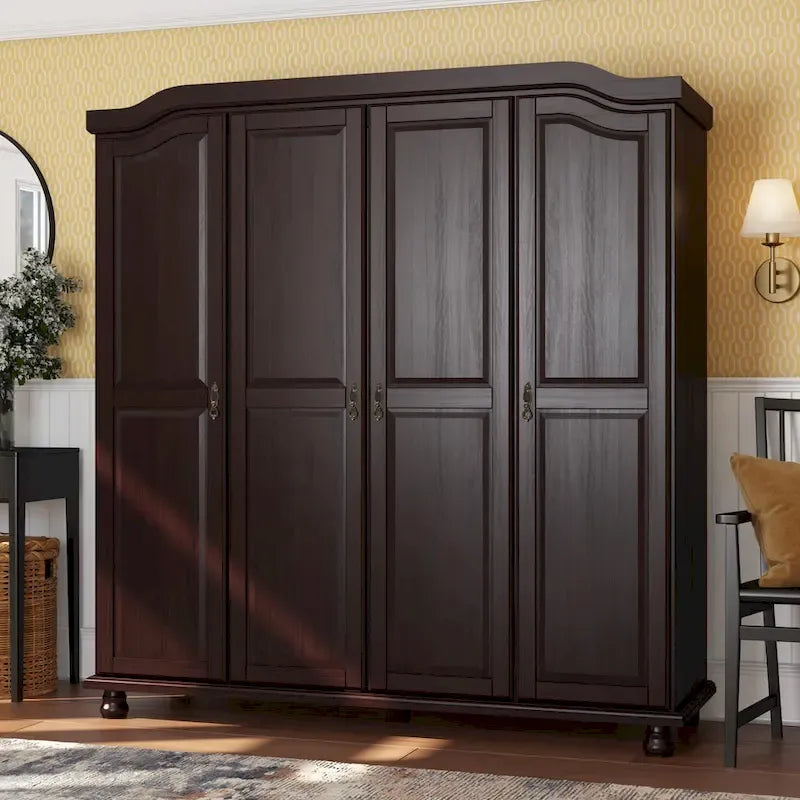 Guarda-roupa de 4 portas Kyle da Palace Imports, 100% em madeira maciça, com portas de madeira maciça ou espelhadas