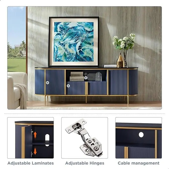 Moderner luxuriöser TV-Ständer, Entertainment-Center, mit Kunstmarmorplatte