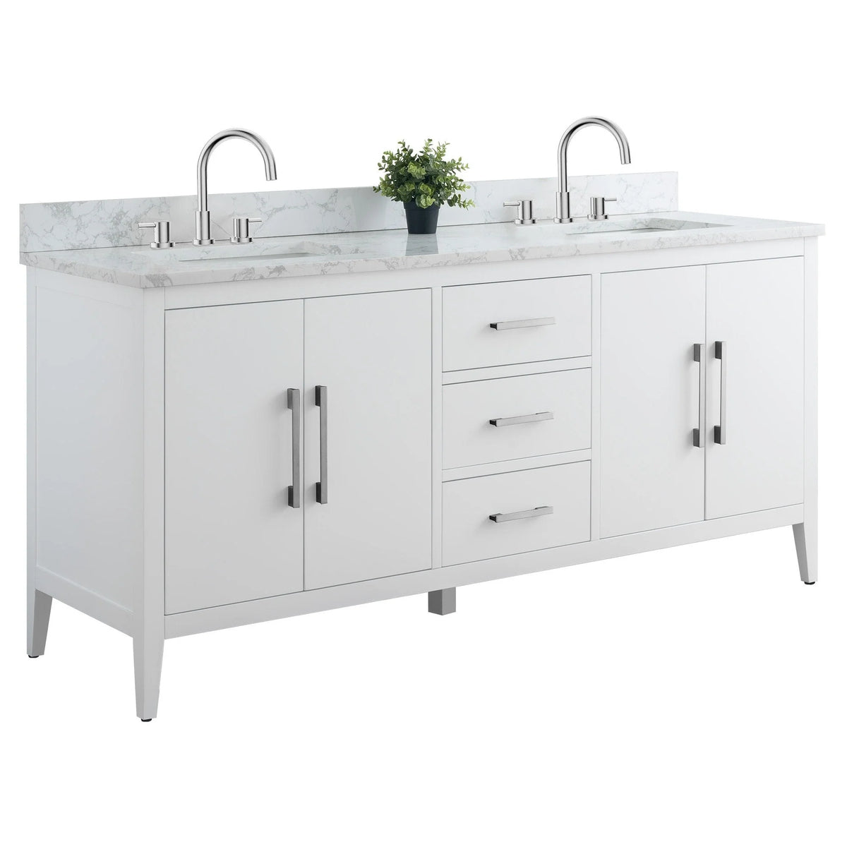 Mobile bagno Vanity Art 72 con doppio lavabo e piano in marmo composito