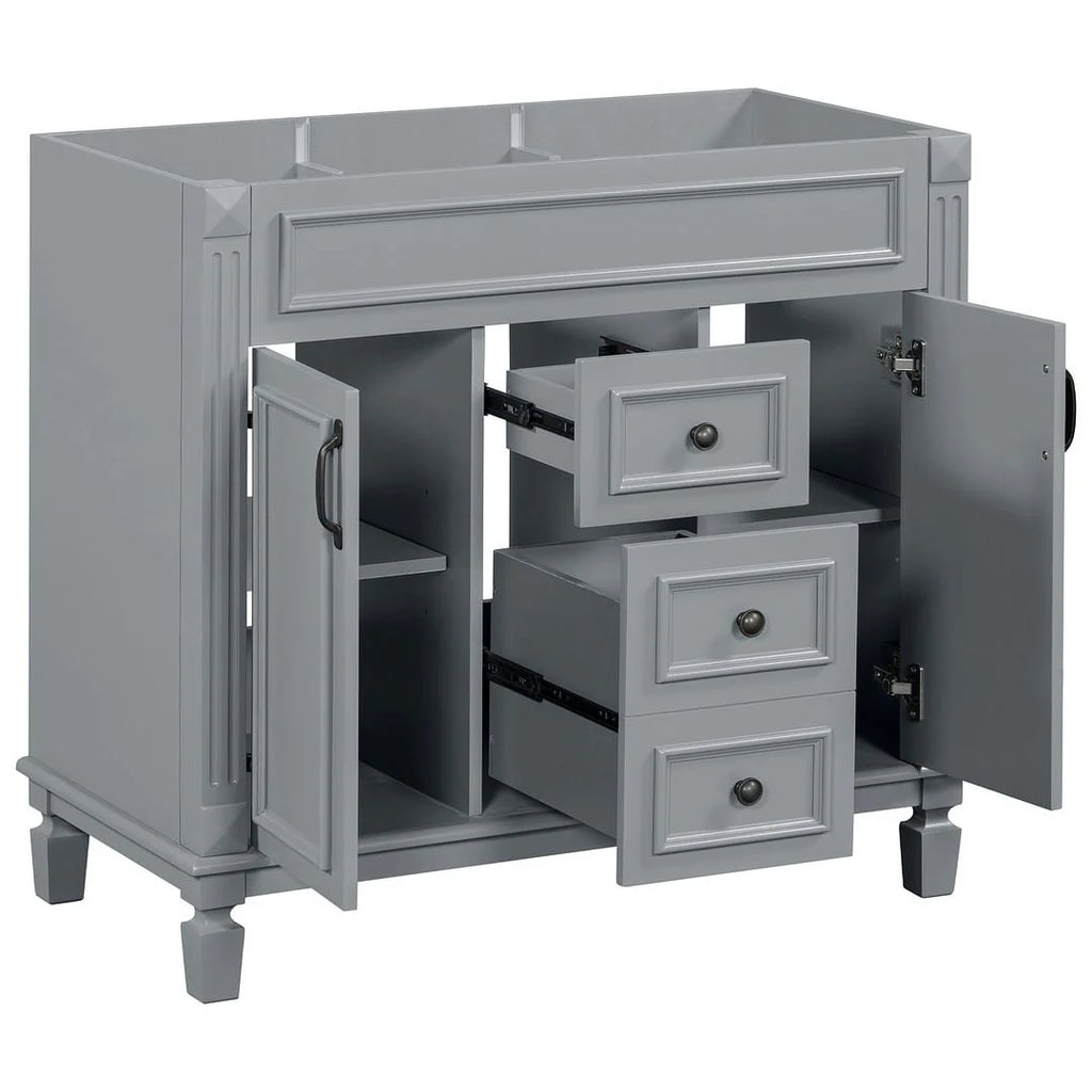Moderne badkamermeubelset van 36 inch met wastafelblad, spiegelkast, 2 deuren en 2 laden