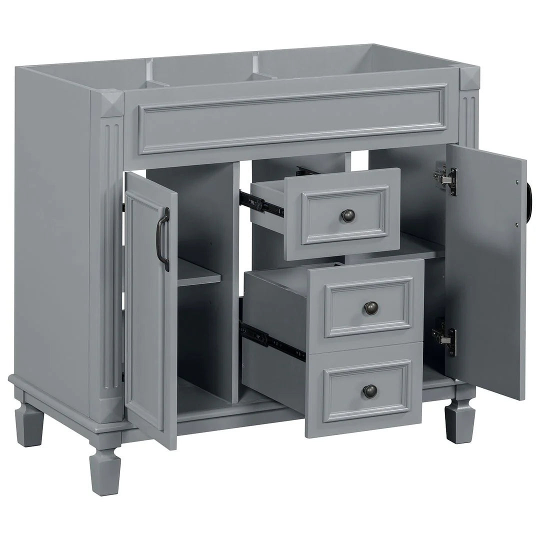 Moderne badkamermeubelset van 36 inch met wastafelblad, spiegelkast, 2 deuren en 2 laden