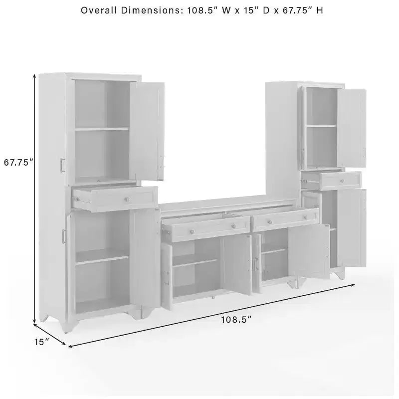 Set da 3 pezzi Tara di credenza e dispensa effetto usurato - Crosley