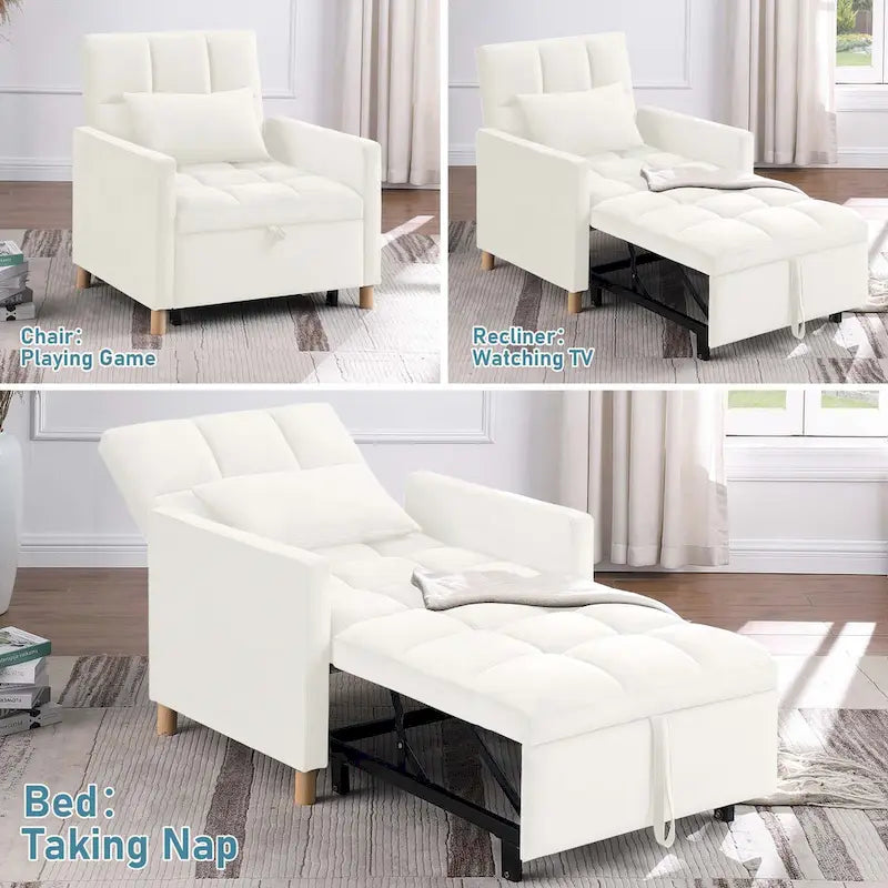 Poltrona letto trasformabile Aukfa, poltrona singola con cuscino