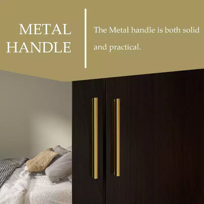 Hitow Kleiderschrank mit 2 großen Schubladen, mittlerem Hängeregal und Spiegel im minimalistischen Stil