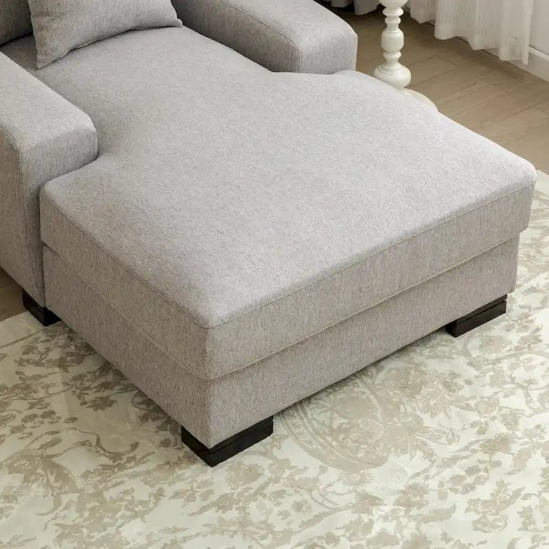 Sofá-cama moderno de meados do século, extragrande, com chaise longue e almofada