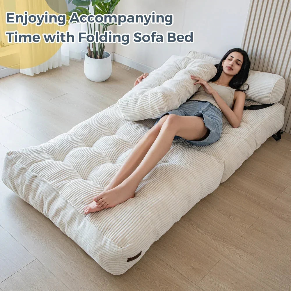 8 Cord-Sofa zum Zusammenklappen, Schlafsofa, Einzel