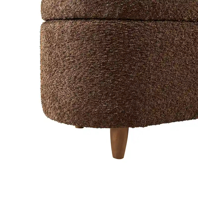 Banco de arrumação INK+IVY Bailey em bouclé taupe com tampo rebatível