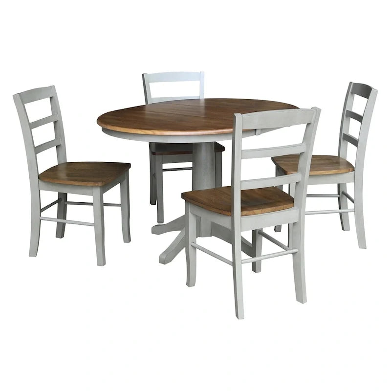 36 Round Extension Dining Table With 4 Madrid Chairs