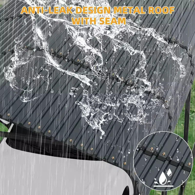 Carport in metallo LinTimes da 12x24 piedi con tetto in acciaio zincato, struttura verniciata a polvere, riparo resistente all'acqua per veicoli, protezione da esterno