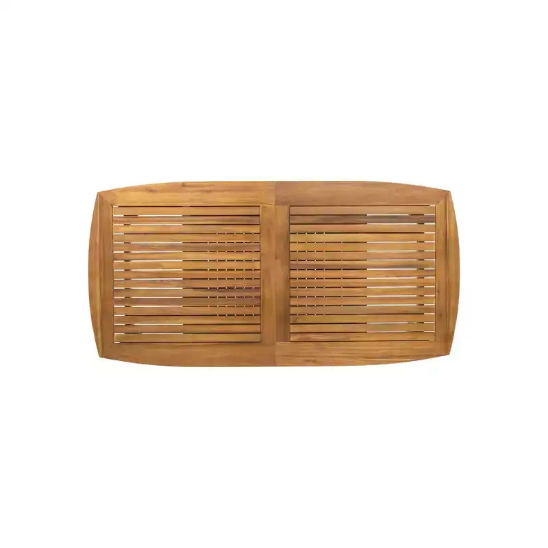 Set da pranzo da patio esterno espandibile, 7 pezzi, con sedie impilabili e tavolo in legno di acacia