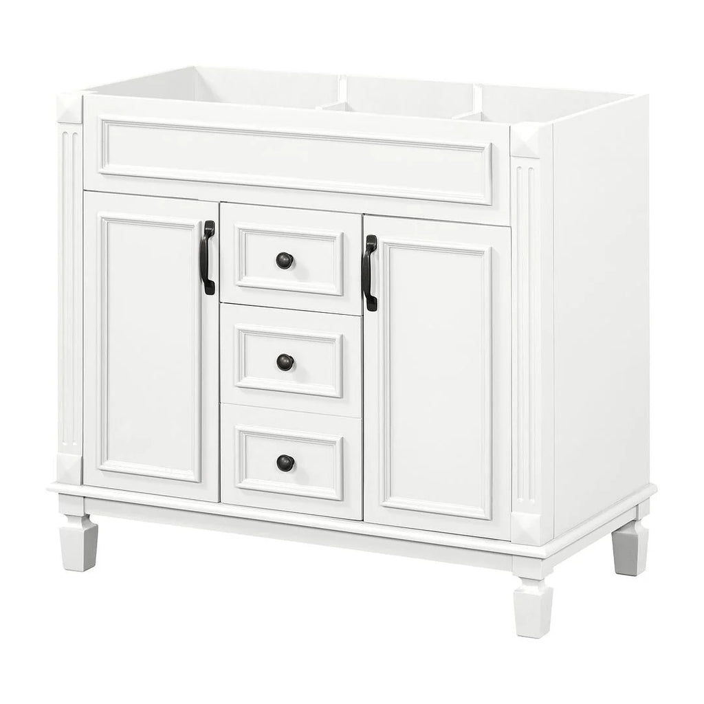 Moderne badkamermeubelset van 36 inch met wastafelblad, spiegelkast, 2 deuren en 2 laden