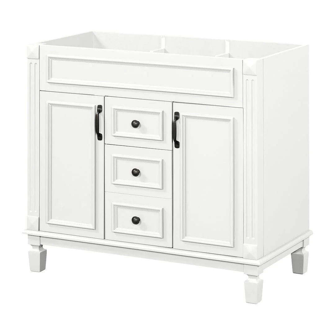 Moderne badkamermeubelset van 36 inch met wastafelblad, spiegelkast, 2 deuren en 2 laden