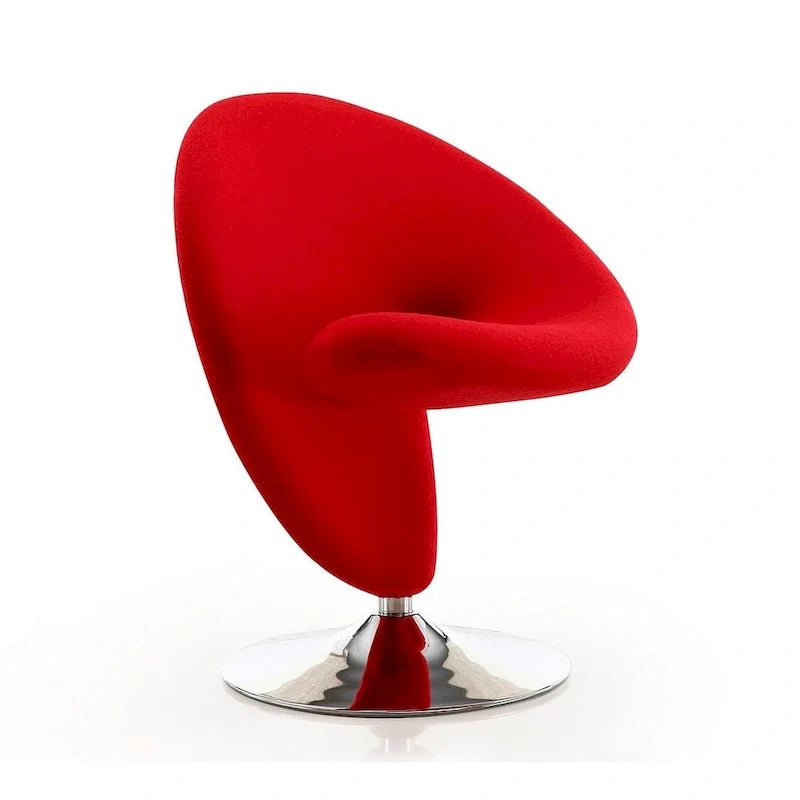 Manhattan Comfort Curl drehbarer Akzentstuhl aus Wollmischgewebe mit Chromgestell (2er-Set)