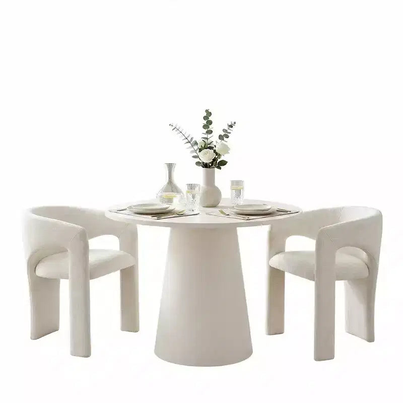 Ensemble de petite table à manger pour 2 personnes, chaises rembourrées beiges, table ronde à piètement central, mobilier de cuisine moderne et compact-Panipeachy