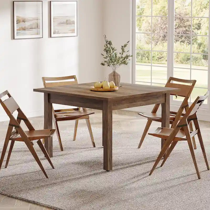39.4 Inches Square 2-4 People Dining Table with Solid Wood Legs for Living Room Dining Room