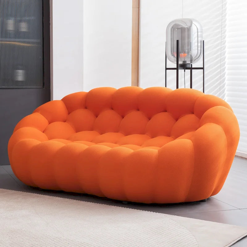 Sofá relax curvo Bubble de 2 lugares, em forma de favo de mel, com tecido têxtil 3D, para sala de estar, salão ou apartamento