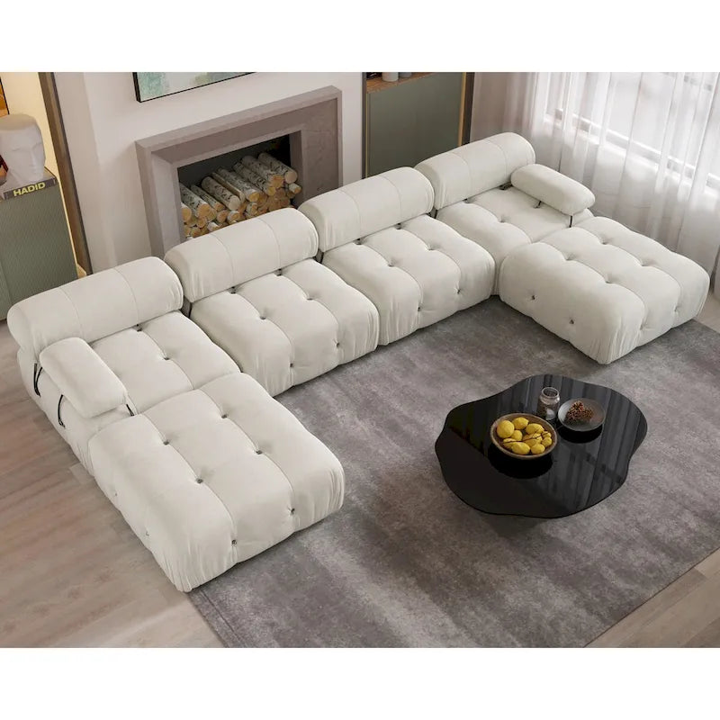 Canapé modulaire convertible 138, canapés en velours minimalistes en U