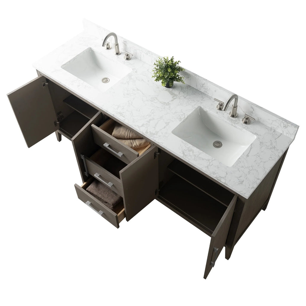 Mobile bagno Vanity Art 72 con doppio lavabo e piano in marmo composito