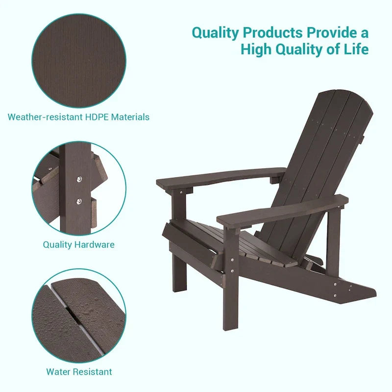 Conjunto de 4 cadeiras Adirondack de exterior em madeira resistente às intempéries Bonosuki