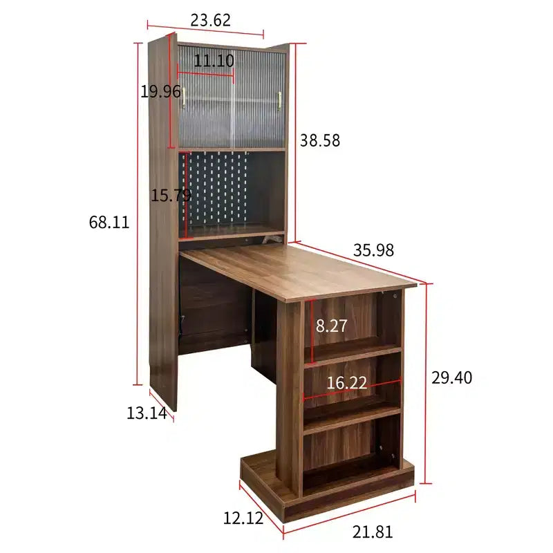 Tavolo da studio pieghevole moderno in legno Sinclair GDFStudio da 36" con spazio portaoggetti