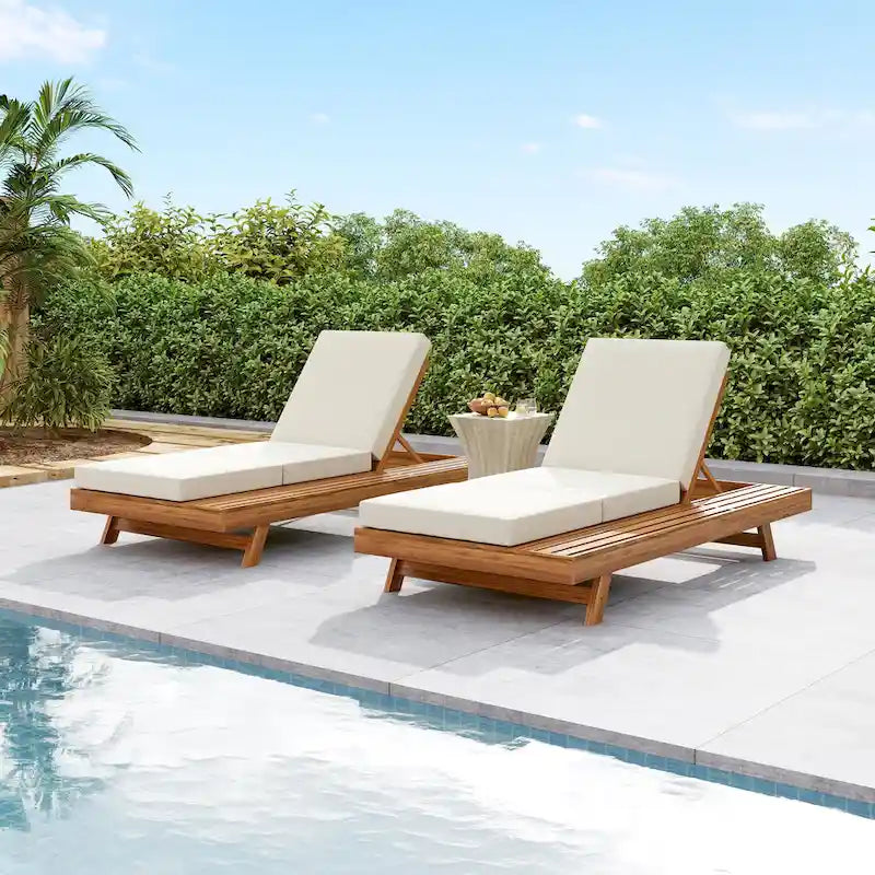 Christopher Knight Home- Michael Outdoor Acacia Chaise Lounge Set of 2