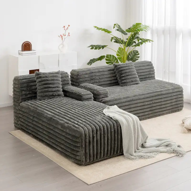 Sofá seccional Cloud, sofá moderno estofado com 2 almofadas decorativas, sofá de combinação livre, sofá seccional modular em forma de L