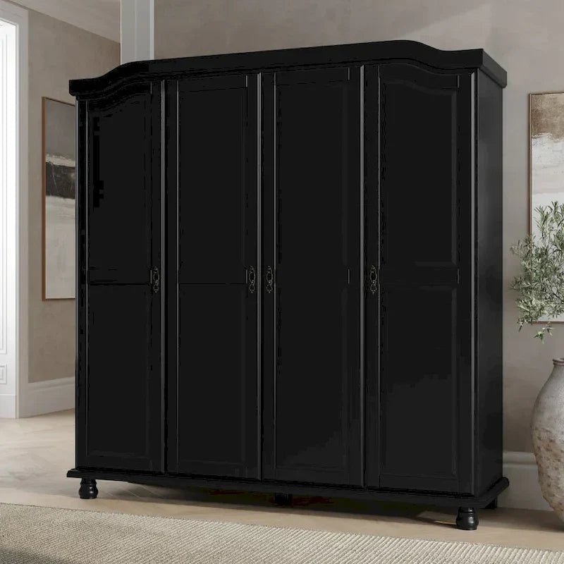 Guarda-roupa de 4 portas Kyle da Palace Imports, 100% em madeira maciça, com portas de madeira maciça ou espelhadas