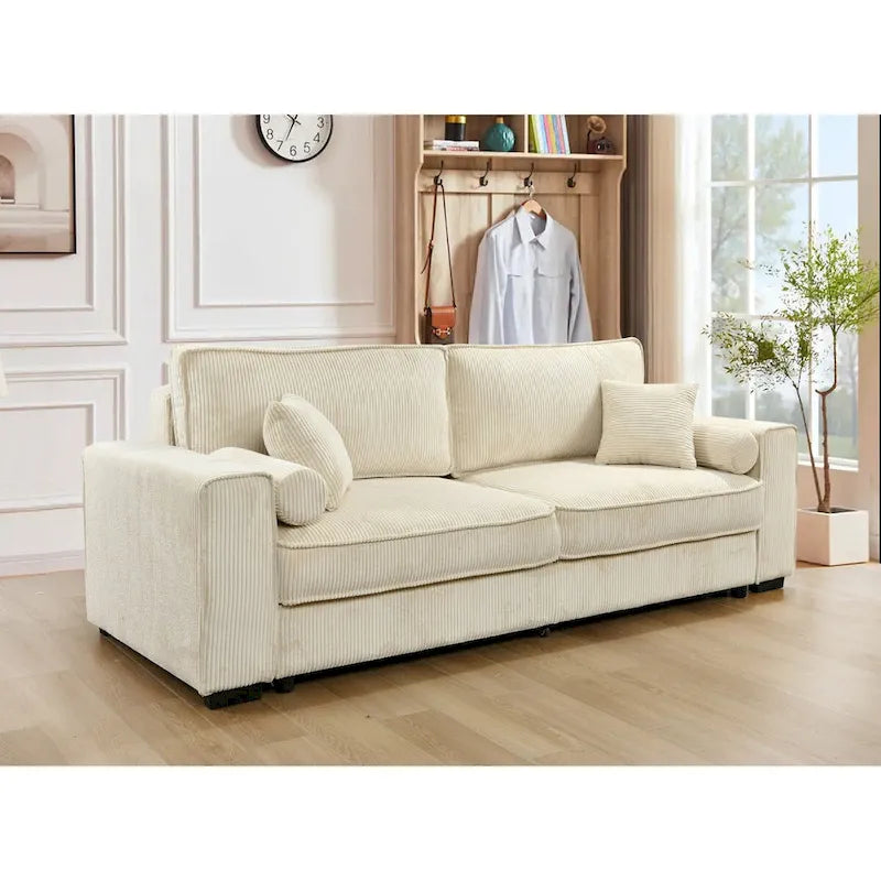 Sofá-cama grande Roomfitters com arrumação, sofá moderno de 3 lugares, sofá com encosto estofado para espaços pequenos