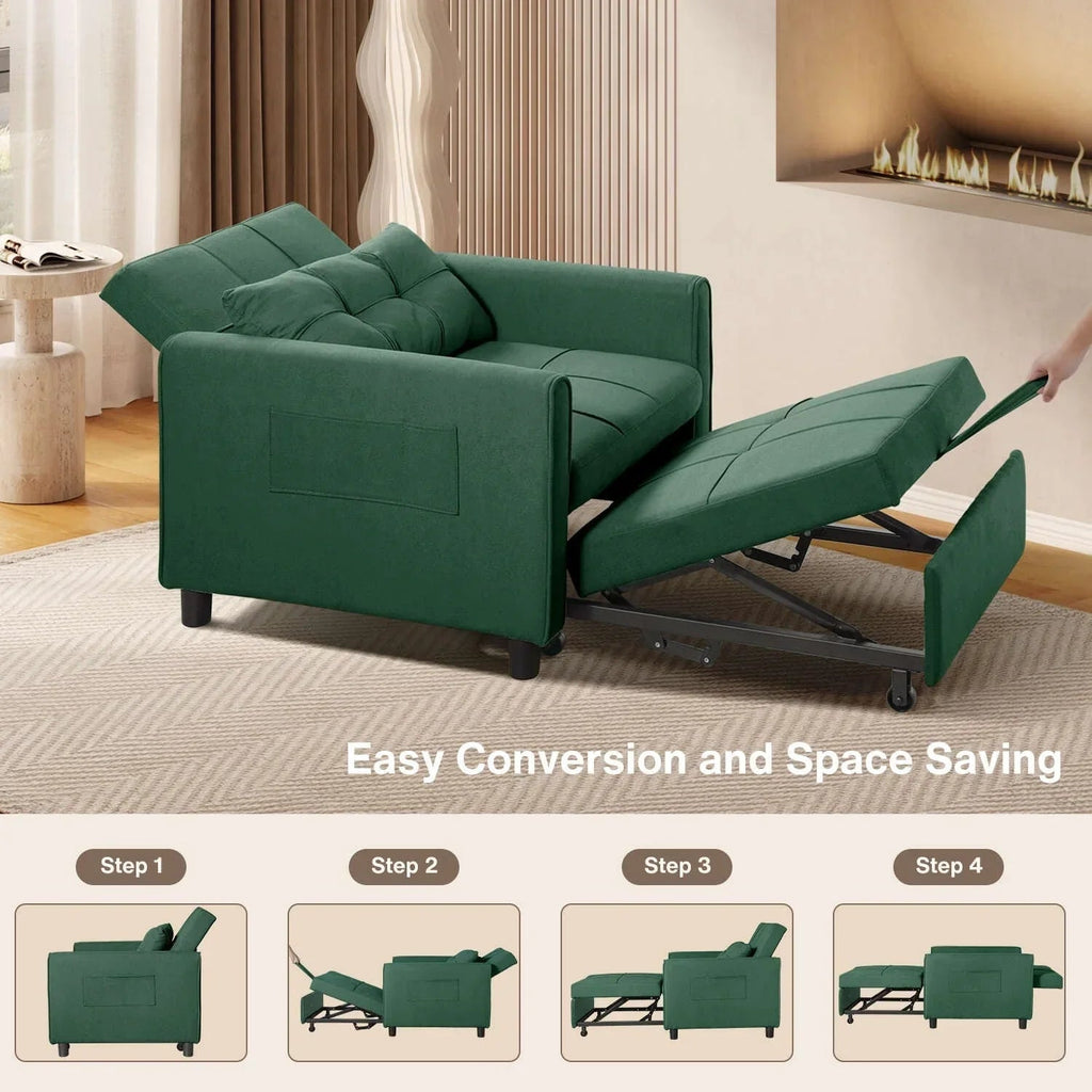 Sofá-cama ajustável 3 em 1, sofá-cadeira extraível, cama dobrável convertível para a sala de estar