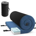 Colchão de campismo Costway em espuma viscoelástica com base antiderrapante e saco de transporte para dormir ao ar livre, cinzento/azul