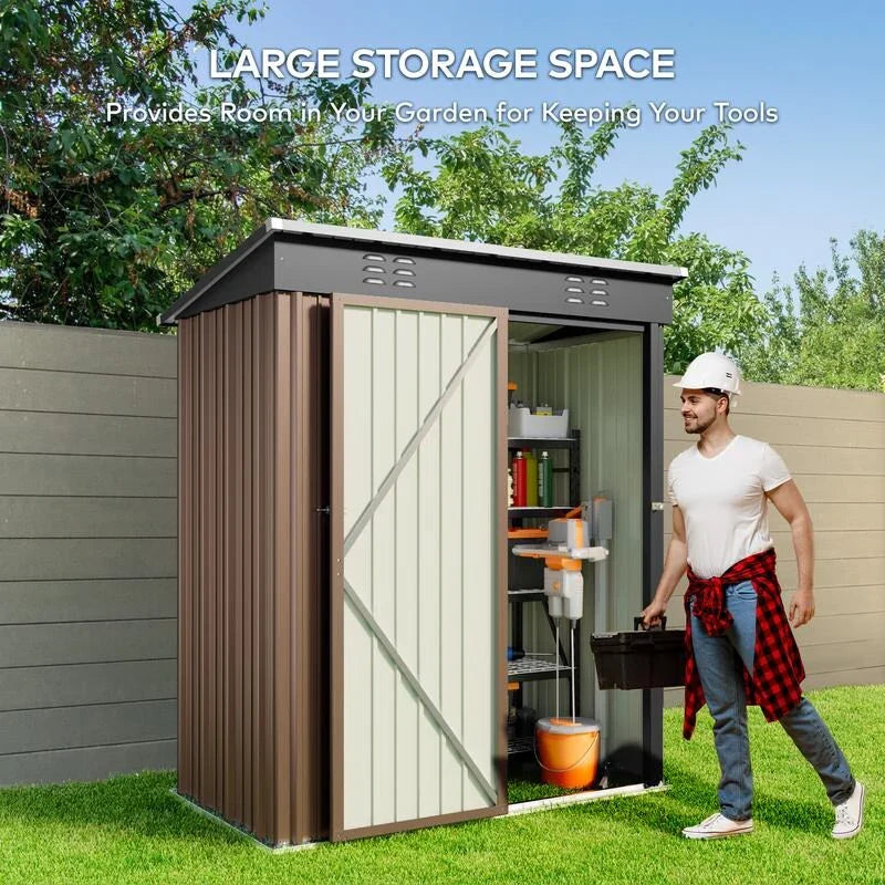 Metallgerätehaus für den Außenbereich, Gartengerätehaus mit abschließbarer Tür für Gartenmöbel und Werkzeuge