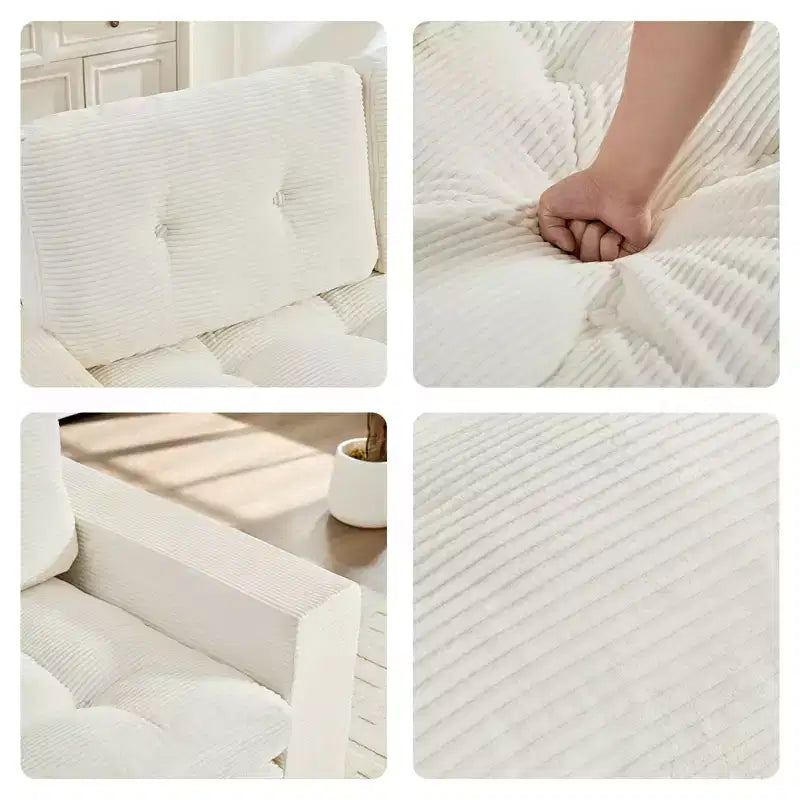 Canapé-lit futon convertible 2-en-1 Mjkone de 71 po, canapé deux places convertible pliable en tissu côtelé avec boutons capitonnés, gain de place
