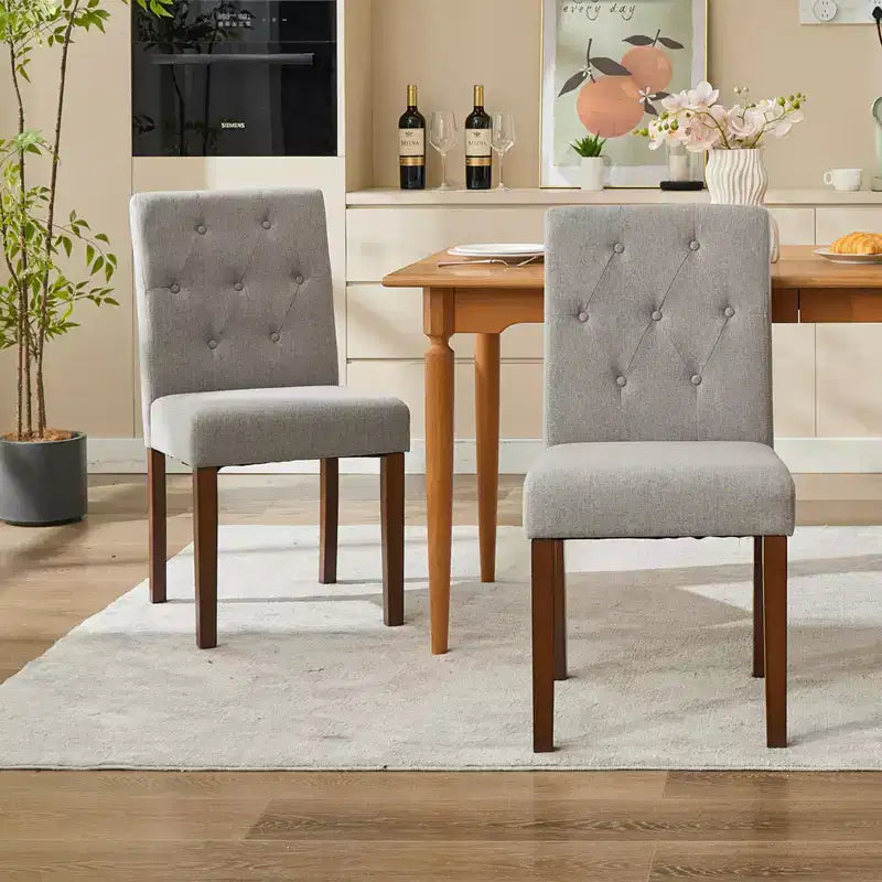 Parsons-Esszimmerstühle mit Knopfheftung, Set aus 6/4 Stück – gepolsterte Küchenstühle aus Stoff mit Holzbeinen und gepolsterten Sitzen – moderner Stil