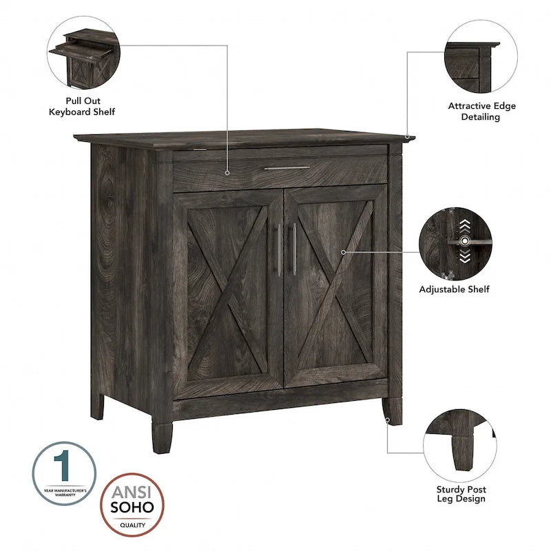 Bureau secrétaire Key West avec meuble de rangement, par Bush Furniture