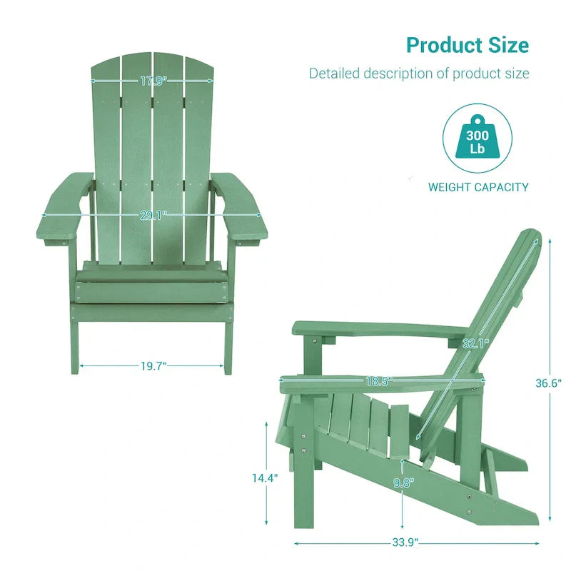 Conjunto de 4 cadeiras Adirondack de exterior em madeira resistente às intempéries Bonosuki
